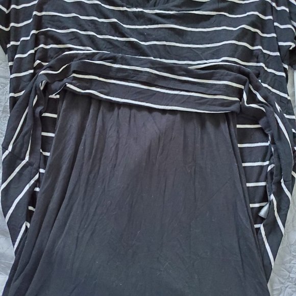 White House Black Market (Black and white strip top with half sleeves) - Picture 6 of 11